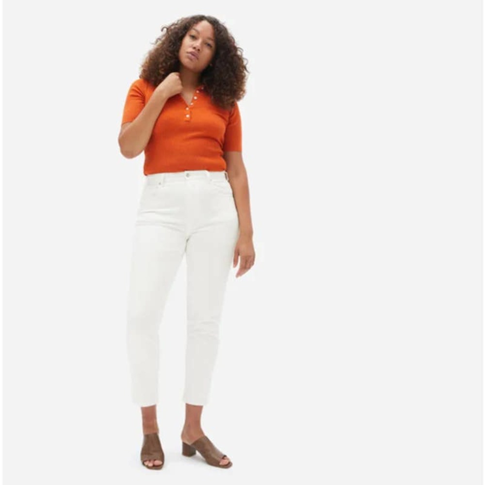 NWT Everlane The Curvy Cheeky Jean High Rise White Denim Women's 32 Bone